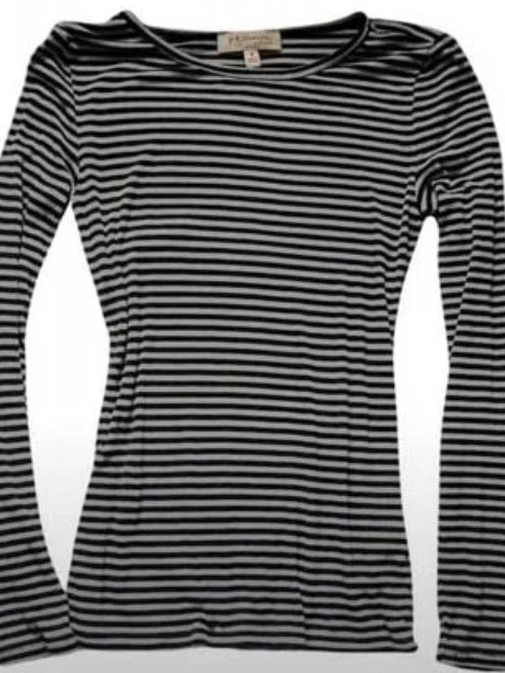 Black White Striped Long Sleeve Top